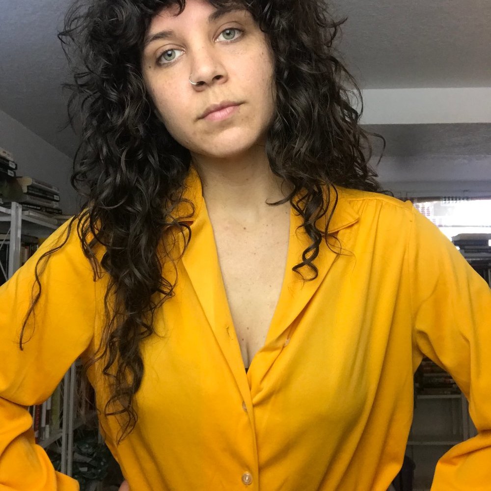 Orange Button Down Blouse - B60 - image 1